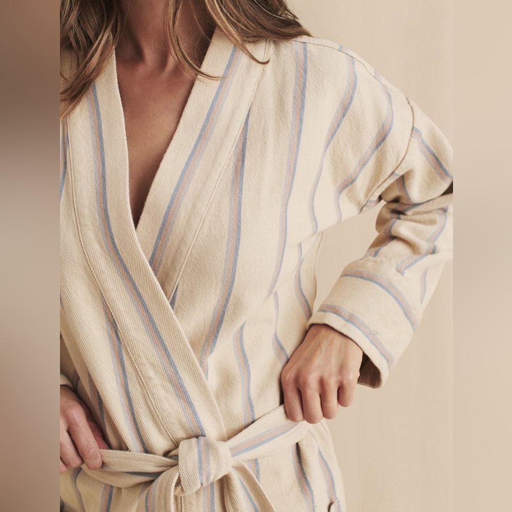 Faherty • Palm Springs Robe in Cayucos Stripe Linen Blend Size L • NWT - Picture 4 of 5